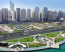 Aerial view of the Abu Dhabi Corniche