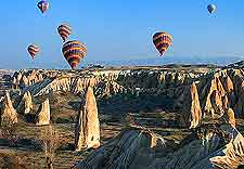 Cappadocia view, showing colourful hot-air balloons