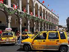 View of the city's bright yellow taxis