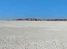 Kubu Island view, showing the expanse of salt flats