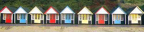 Panorama of Bournemouth beach huts