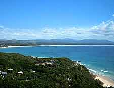 Aerial photograph of Byron Bay shore