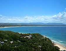 Aerial photograph of Byron Bay shore