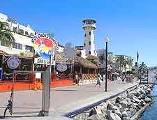 View of eateries next to the marina