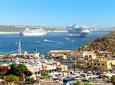 Coastal view, showing cruise liners in the distant horizon