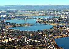 Aerial view over Canberra