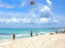 Photo showing coastal parasailing