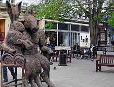 Photo of modern rabbit sculptures on the Promenade