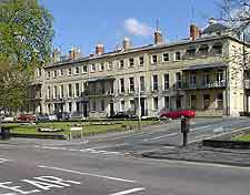 Central view of roads and Georgian-style buildings