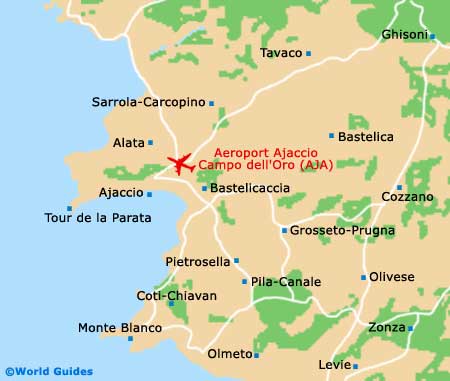 Ajaccio Airport (AJA), Corsica map