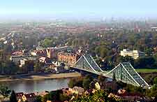 Aerial view of the Blaues Wunder (Blue Wonder Bridge)