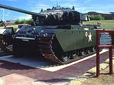 Image of tank on display at the Redoubt Fortress and Military Museum