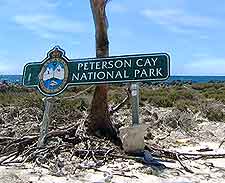 Photo showing Peterson's Cay National Park signpost
