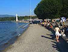 Photo of the lakefront beach in the summer