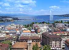 Geneva Information and Tourism: Aerial photo of the city and lakefront