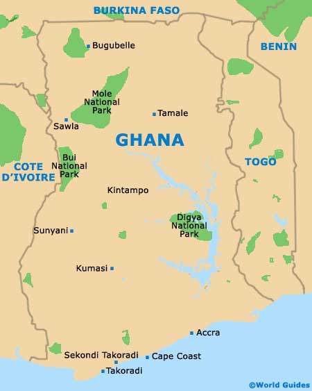 map of ghana west africa. Map of Ghana