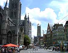 Picture of shops around the Church of St. Nicholas (Sint Niklaaskerk)