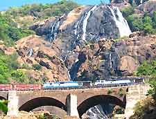 Picture of the Dudhsagar Waterfall and railway line