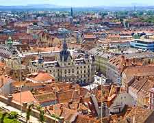 Picture of the city centre from high above Graz