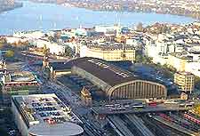 Aerial picture of the train station (Hauptbahnhof)