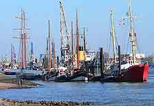 Picture of boats moored on the River Elbe
