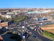 View of the town and central roads