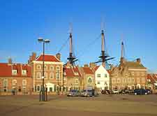 Photo of the Historic Quay, showing the masts of the HMS Trincomalee in the background