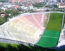 View of the OlympiaWorld's stadium and ski jump