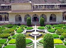 Picture of formal gardens at the Amber Fort