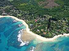 Coastal photo of Kauai, taken from high above