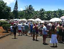 Further view of shoppers at the Koloa Market