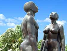 Photo showing famous Redemption Song sculpture at Emancipation Park