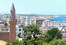 Coastal view showing minaret tower in the foreground