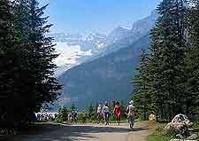 View of popular trail and hikers