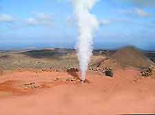 Photo of a geiser in the Lanzarote National Park of Timanfaya