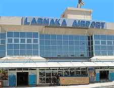 Close-up image of the terminal building at Larnaca International Airport (LCA)