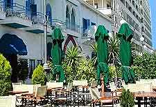 Photo of Larnaca restaurant tables overlooking the seafront