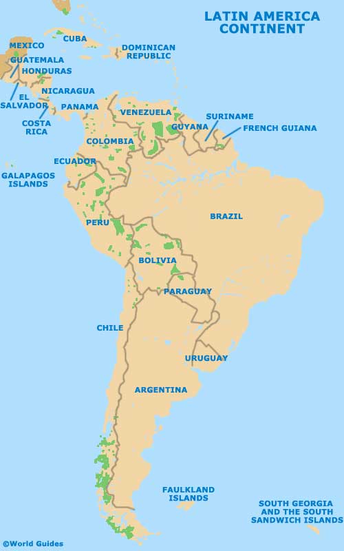 Latin America Continent Map
