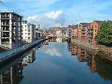 View of central River Aire in Leeds