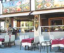 Picture of cafe tables in the sunshine