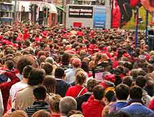 Photo of rugby crowds in the city