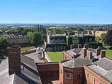 Aerial city view, showing the prison buildings at the castle