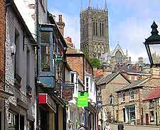 Picture of Steep Hill and the distant cathedral