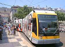 Picture of modern tram in the city centre