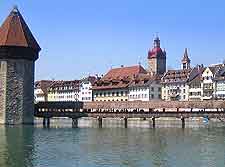 Photo of the Chapel Bridge and nearby shops