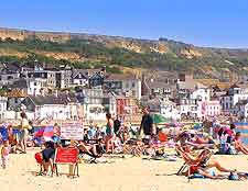 Summer picture of holiday makers on Town Beach