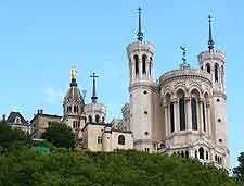 Picture showing the elevated Basilique Notre-Dame de Fourviere