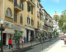 Image of shops along central Funchal street