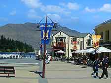 Picture of waterfront shops and eateries at Queenstown, nearby Milford Sound