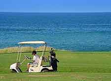 View of the coastal Kaluakoi links golf course
